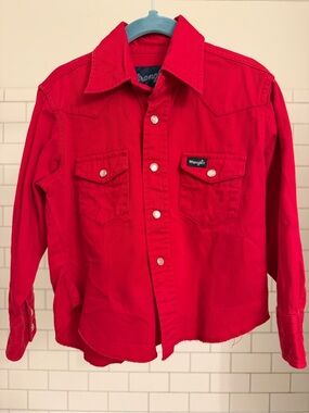 Wrangler Red Western Snap Button Shirt Kids XS